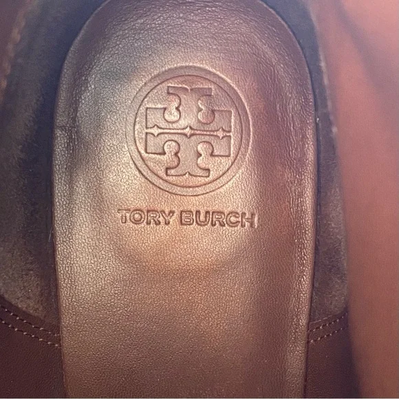 Tory Burch Womens Shoes Sidney Boots Sz 9 Brown Leather Ankle Logo Designer Chic - Picture 7 of 13